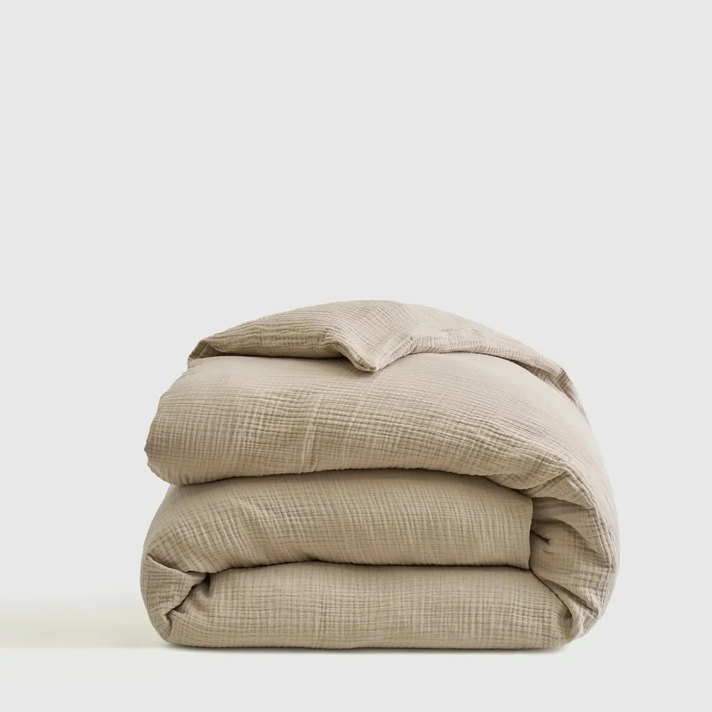 NEW - In Poly!! Organic Airy Gauze Duvet Cover - Full / Queen - DUNE